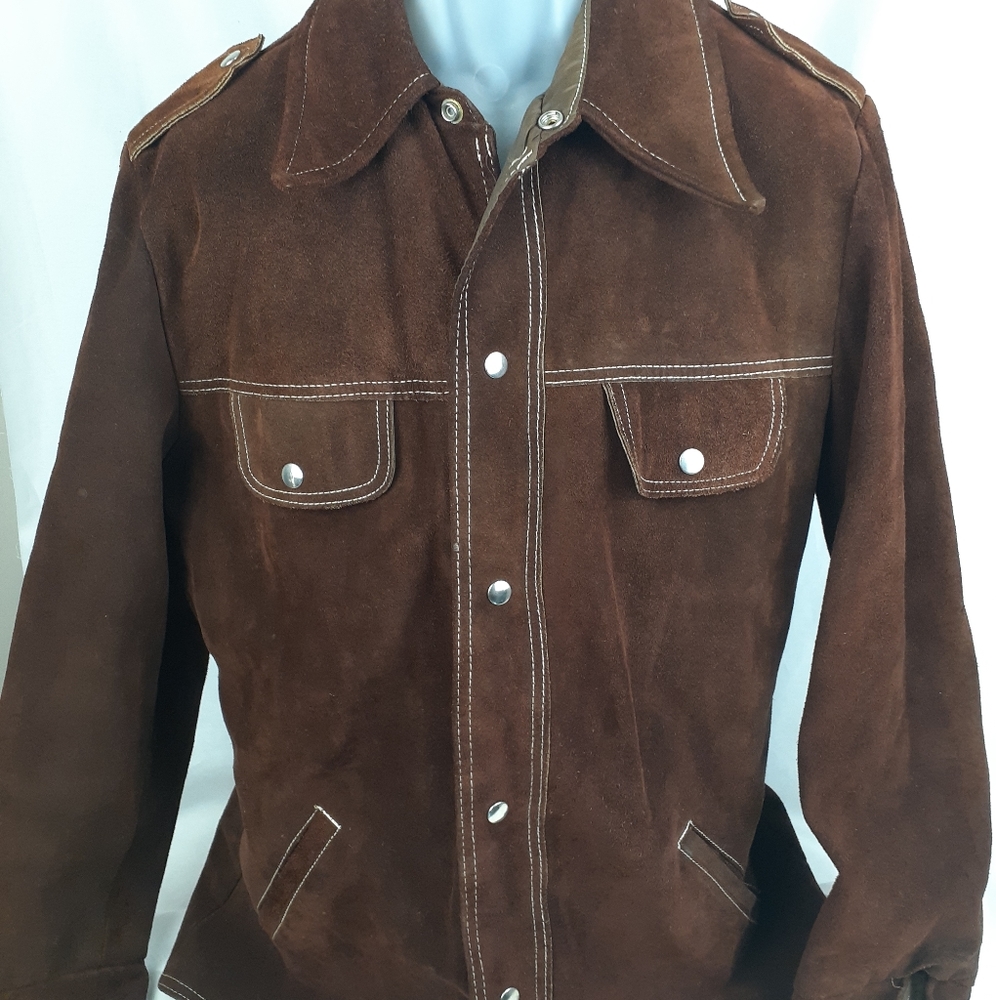 Vtg 70s suede Jacket mens 42 tall (Lg)